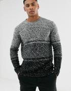 Only & Sons Ombre Crew Neck Knitted Sweater In Gray