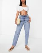 Vero Moda Mom Jeans In Mid Wash Blue