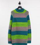 Reclaimed Vintage Inspired Unisex High Neck Sweater In Space Dye Stripe-multi