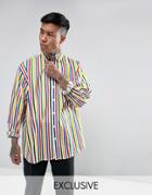 Reclaimed Vintage Inspired Oversized Shirt In Stripe - White