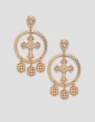 Boohoo Chunky Cross And Coin Earrings In Gold - Gold