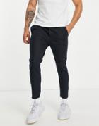 Only & Sons Tapered Linen Mix Crop Pants In Navy