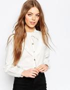 Asos Casual Shirt With Frill Detail And Tie - Ivory