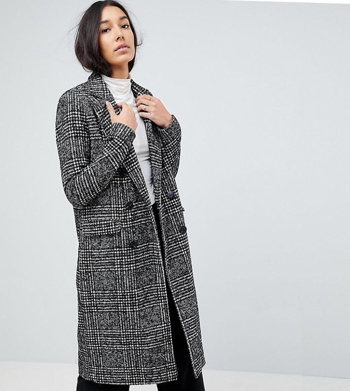 Vero Moda Tall Check Tailored Coat - Black