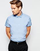 Asos Smart Shirt In Powder Blue With Short Sleeves In Regular Fit - Powder Blue