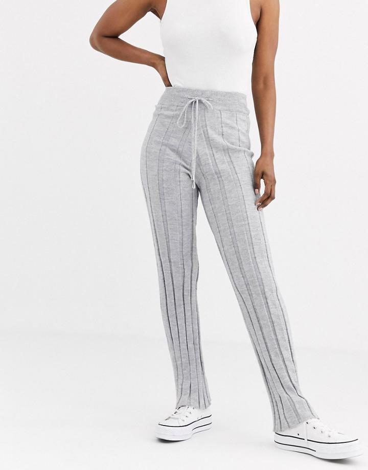 Lipsy Lounge Knitted Jogger In Gray