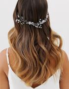 Asos Design Back Hair Crown With Crystal Vine Detail In Silver Tone - Silver