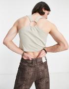 Asos Design Muscle Scarf Tank Top With Back Ring Detail In Gray