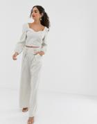 Outrageous Fortune Drawstring Side Wide Pants In Sand - Cream