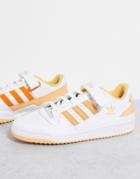 Adidas Originals Forum Low Sneakers In White And Orange Rush