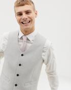 Asos Design Wedding Skinny Suit Vest In Ice Gray Wool Mix Texture