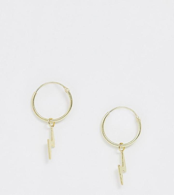 Kingsley Ryan Exclusive Sterling Silver Gold Plated Lightening Bolt Drop Hoop Earrings - Gold