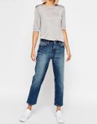 Weekday Ami Mid Rise Comfy Stretch Distressed Boyfriend Jean - Cotton Blue