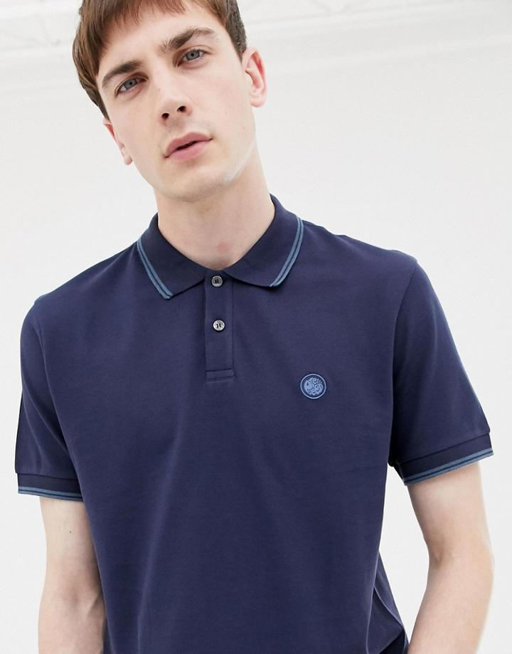 Pretty Green Tipped Polo In Navy