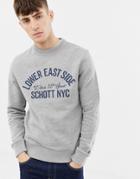 Schott Crew Neck Print Sweat - Gray