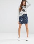 Ymc Star Print Button Through Denim Skirt - Indigo