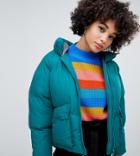 Missguided Hooded Padded Jacket In Teal - Green