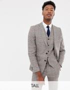Gianni Feraud Tall Slim Fit Heritage Check Wool Blend Suit Jacket - Brown