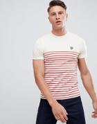 Lyle & Scott Breton Stripe T-shirt In White/red - Pink