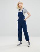 Asos Denim Cross Back Jumpsuit In Navy - Blue