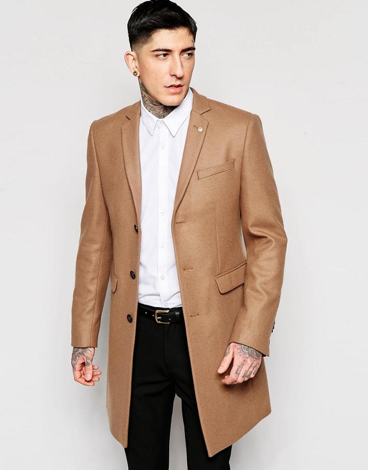 Noose & Monkey Wool Overcoat - Beige