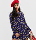 Glamorous Petite Long Sleeve Shift Dress In Sunflower Print