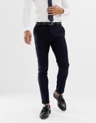 Avail London Skinny Fit Pinstripe Suit Pants In Navy - Navy