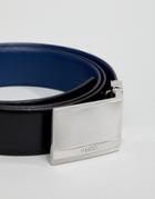Hugo Reversable Leather Belt Gift Box Set In Black/navy - Black