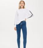 Topshop Petite Joni Jeans In Mid Wash-blues