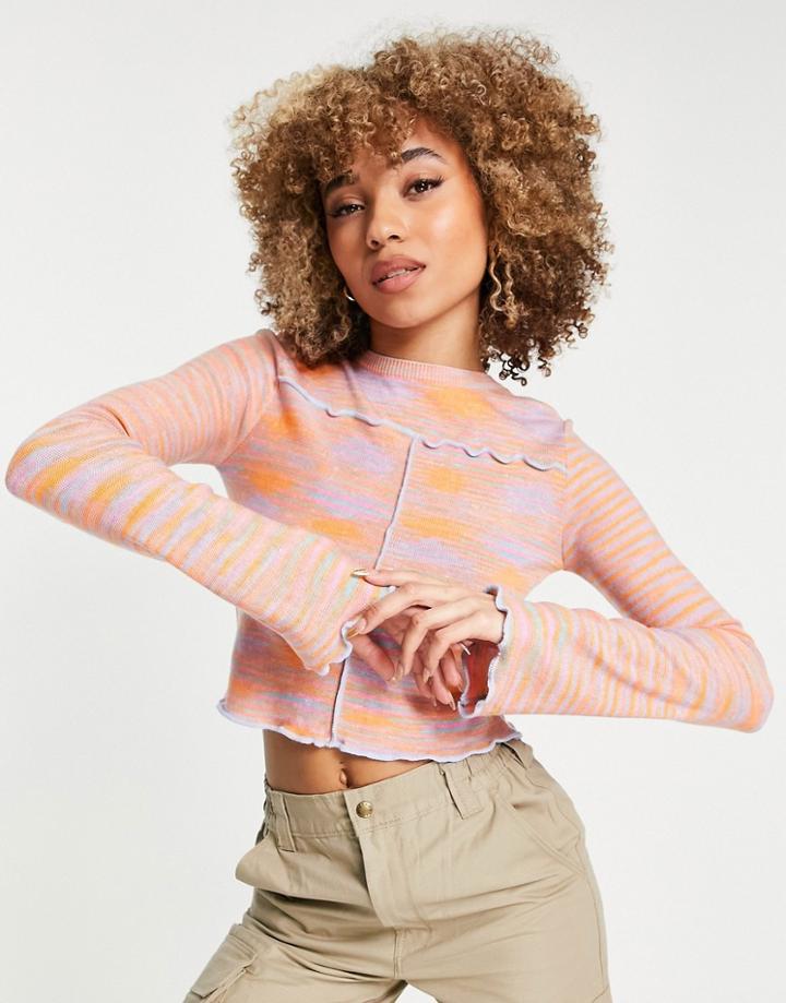 Asos Design Sweater In Space Dye With Contrast Stitch Detail-multi