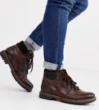 Base London Wide Fit Fawn Hiker Boots In Burnished Tan
