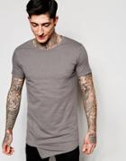 Lindbergh T-shirt With Asymmetric Front In Gray - Dk Gray