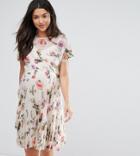 Asos Maternity Floral Pleated Dress - Multi