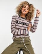 Kickers Relaxed Long Sleeve T-shirt With Front Logo In Retro Stripe-multi