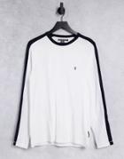 French Connection Long Sleeve Top In White With Black Outline