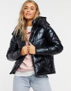Urban Bliss Padded Jacket With Hood In Black