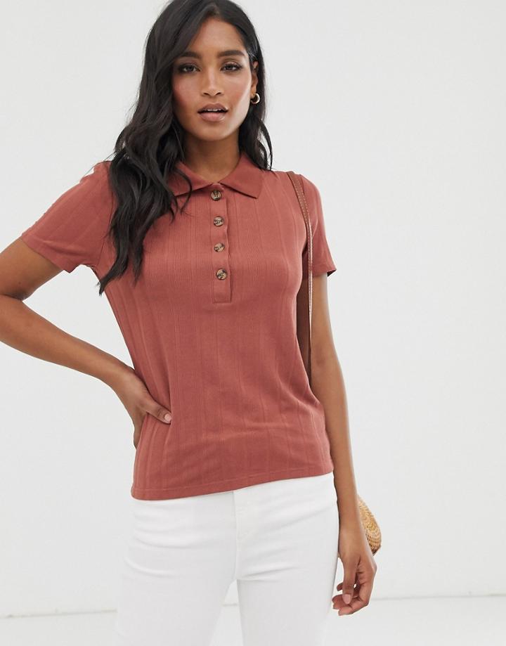 Vero Moda Ribbed Button Front Polo