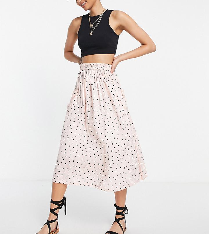 Asos Design Tall Midi Skirt With Pocket Detail In Spot Print-multi
