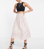 Asos Design Tall Midi Skirt With Pocket Detail In Spot Print-multi