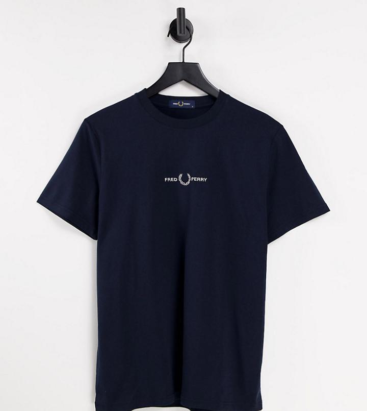 Fred Perry Embroidered Logo T-shirt In Navy Exclusive At Asos