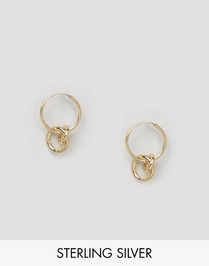 Asos Gold Plated Sterling Silver 9mm Hoop Circle Earrings - Gold