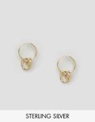 Asos Gold Plated Sterling Silver 9mm Hoop Circle Earrings - Gold