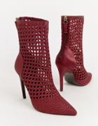 Asos Design Edel Woven Satin Boots - Red