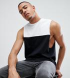 Asos Design Tall Tank With Dropped Armholes And Contrast Yoke Panel - Multi