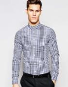 Asos Skinny Shirt In Black And Navy Gingham Check - Navy Black