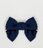My Accessories London Exclusive Navy Satin Oversized Bow Hair Clip