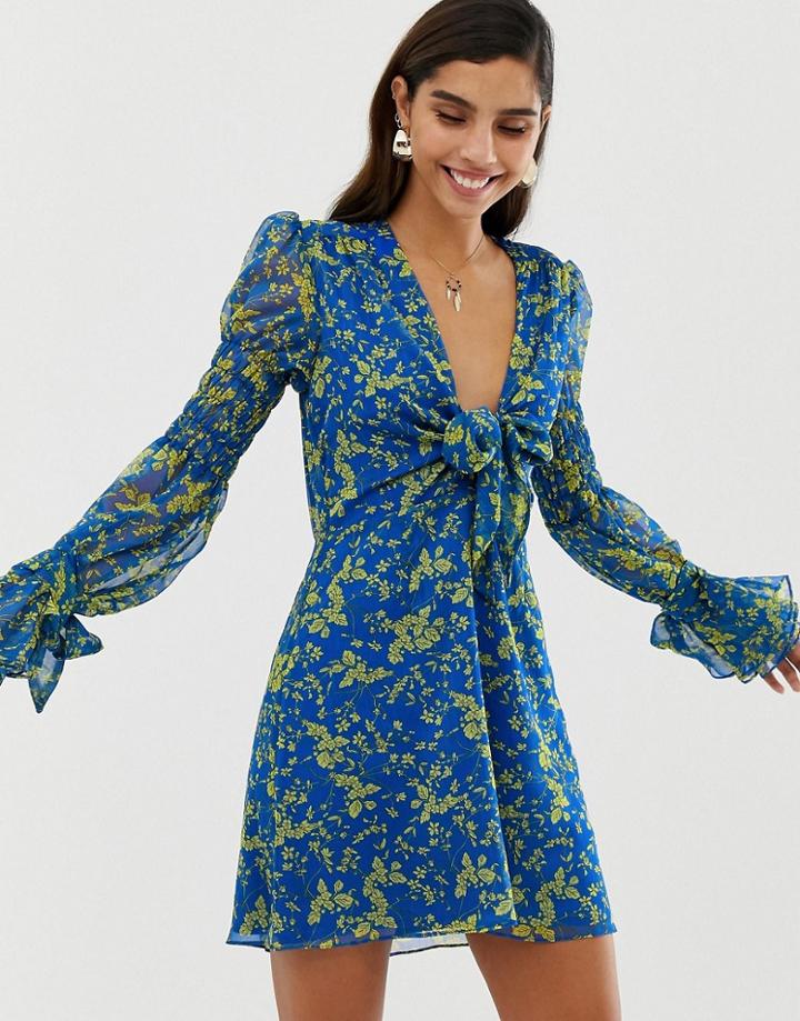 The East Order Jemyma Knot Front Mini Dress - Blue