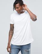 Pull & Bear Longline T-shirt In White With Curved Hem - White