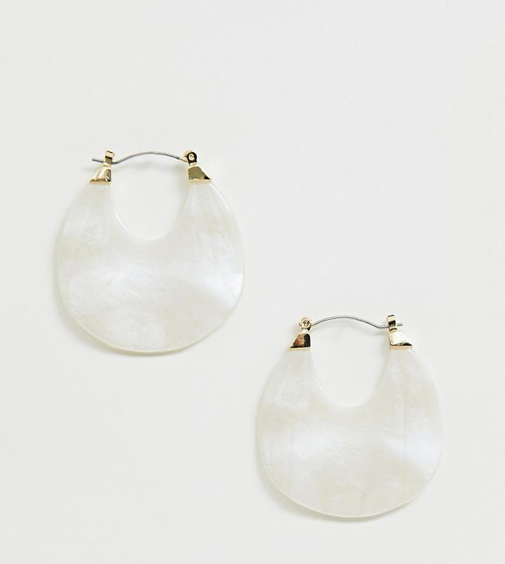 Designb London Resin Faux Mother Of Pearl Chunky Hoop Earrings - Gold