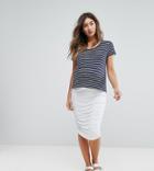 Asos Maternity Longer Line Pencil Skirt With Ruched Side - White
